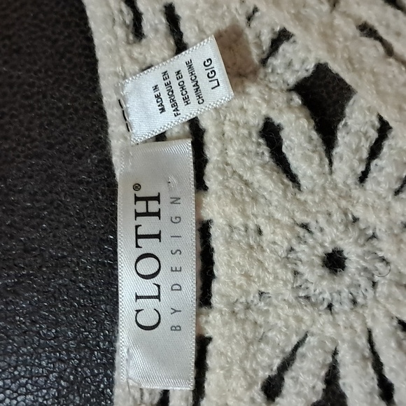 Cloth By Design Cream Crochet Long Sleeve Top Beachy Artsy Logenlook Preowned - Picture 9 of 13